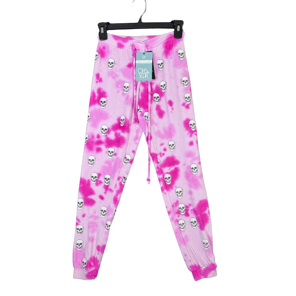 Chaser Pink Tie Dye Skull Jogger Sweatpants Womens XS‎ NWT